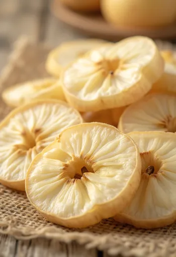 Žāvētas ābolu šķēlītes bļodā, ar svaigiem āboliem, kanēli un medu