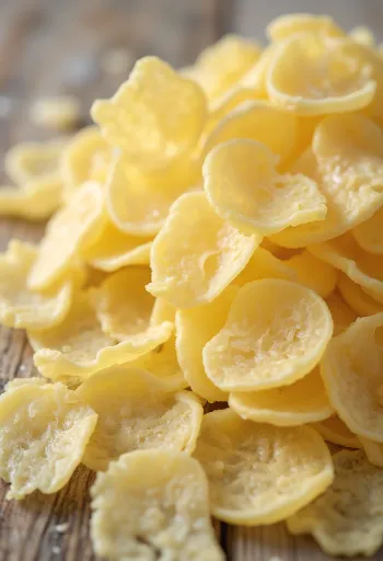 Kartupeļu pārslas bļodā un izbērtas ar koka karoti