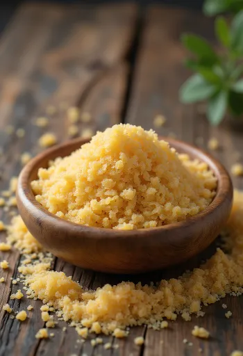 Jēli fonio graudi uz koka virsmas