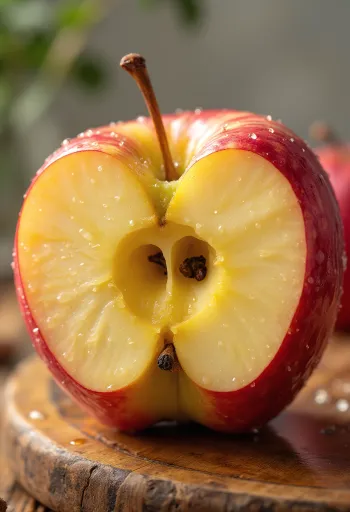 Svaigi 'Honeycrisp' āboli un šķēlītes uz virtuves dēlīša