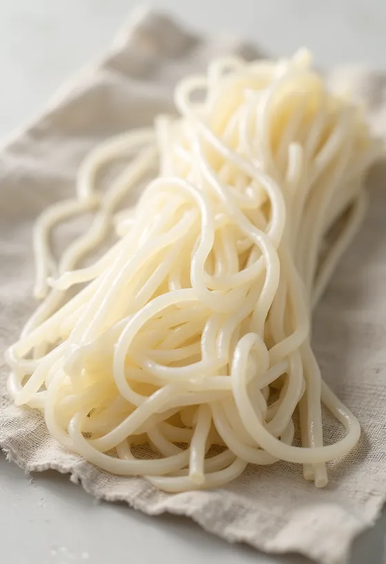 Sausi vermicelli makaroni rituļos uz koka virsmas