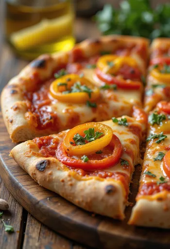 Pizza ai Peperoni ar krāsainu papriku un mocarellu