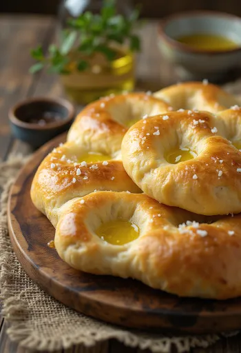 Tradicionālā rauga fokača pasniegta