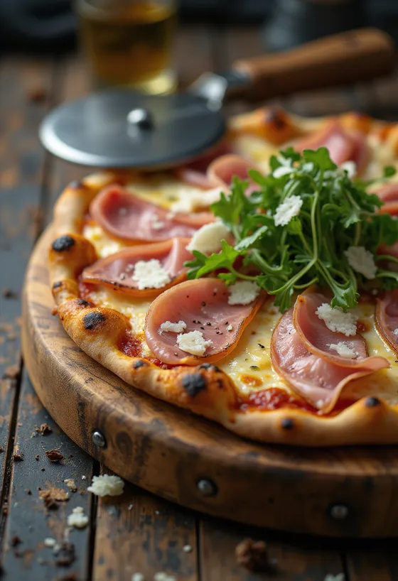 Pizza con Speck e Rucola ar špeķi un rukolu