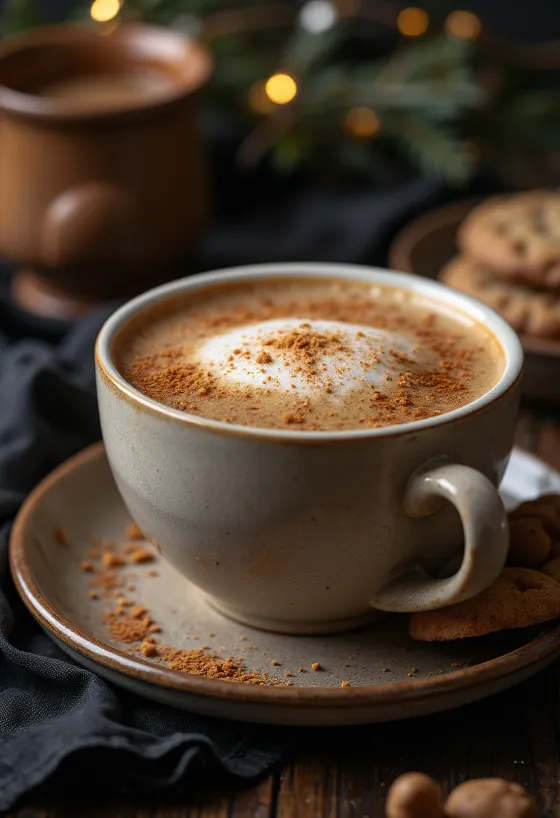 Piparkūku latte svaigi pasniegta
