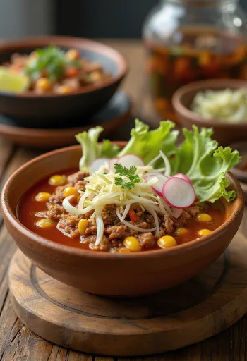 Pozole zupa pasniegta