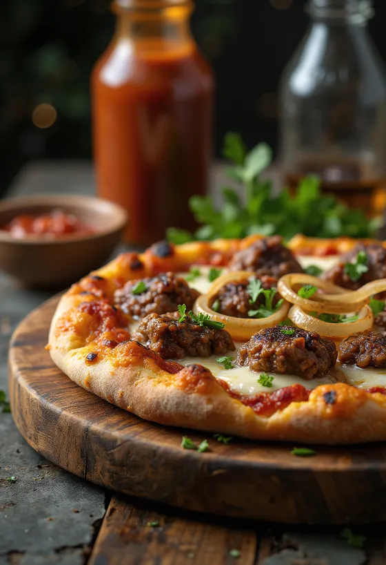 Pizza Kenyan Nyama Choma pasniegta
