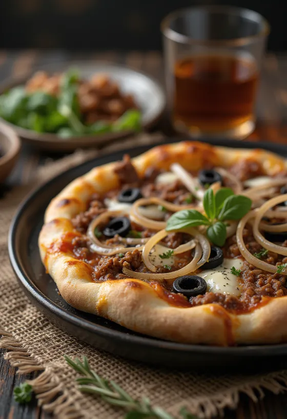 Pizza Libyenne pasniegta