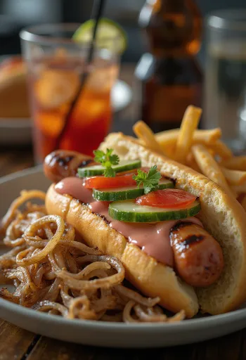 Slepenās Receptes Hotdogs pasniegts