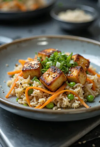 Pasniegti tofu rīsi