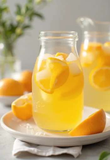 Apelsīnu limonāde pasniegta glāzē