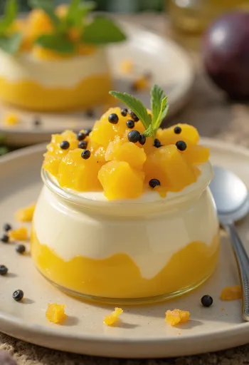 Marakujas panna cotta glāzē