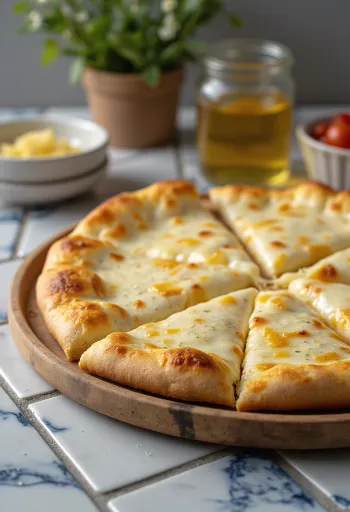 Pizza alla Crema ar krēmīgu sieru un baziliku