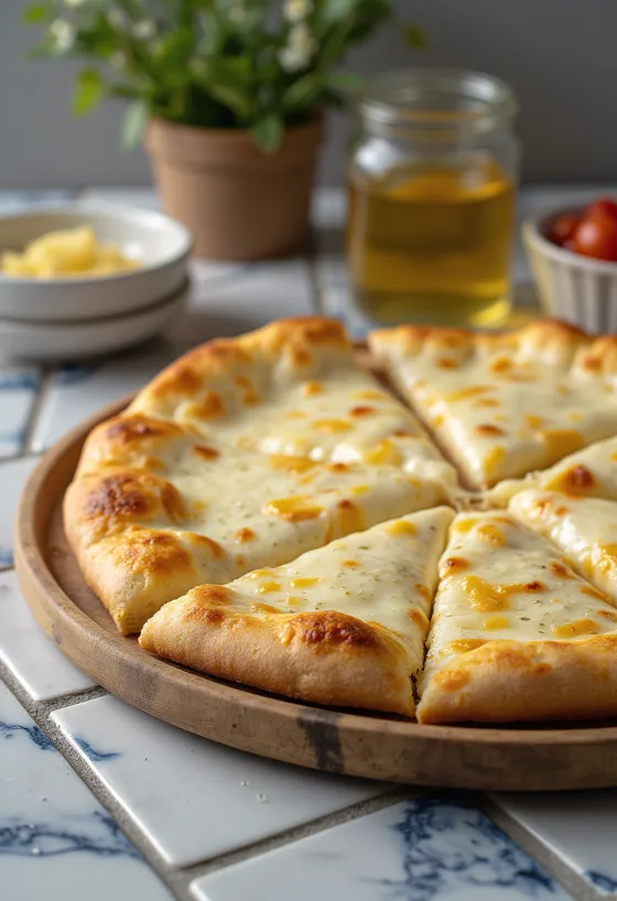 Pizza alla Crema ar krēmīgu sieru un baziliku