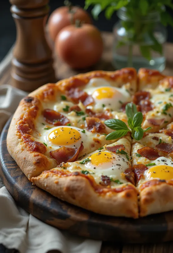 Pizza Rustica Abruzzese ar bekonu, olām un pekorīno sieru