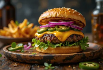 Pasniegts Spicy Jalapeño burgers