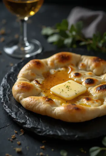 Naan maize ar Tokajas vīnu pasniegta
