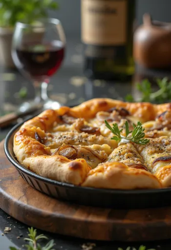 Pizza Sfincione ar Sicīlijas biezo mīklu un saldajiem sīpoliem