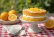 Apelsīnu biskvīta torte ar svaigām apelsīnu šķēlītēm