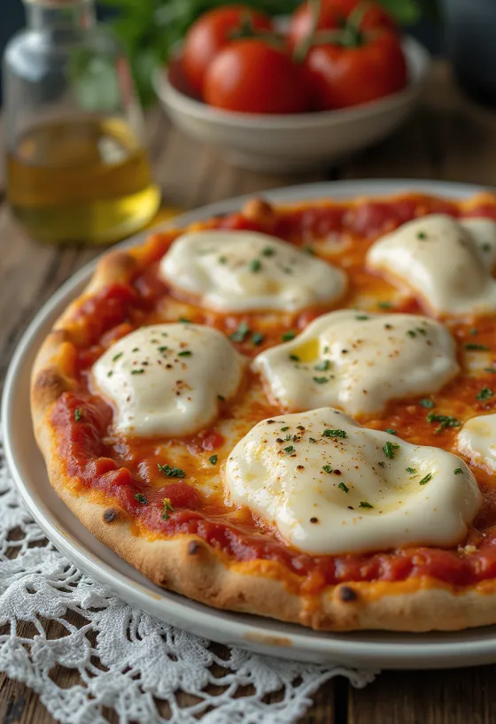 Pizza alla Mozzarella di Bufala ar bifeļu mozzarella un baziliku