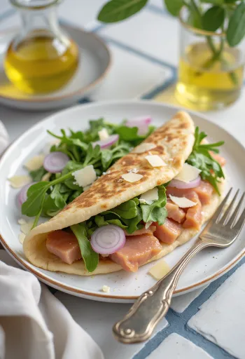 Piadina ar itāļu tunča salātiem pasniegta