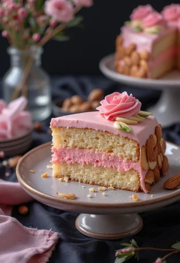 Mandeļu punša torte sagriezta