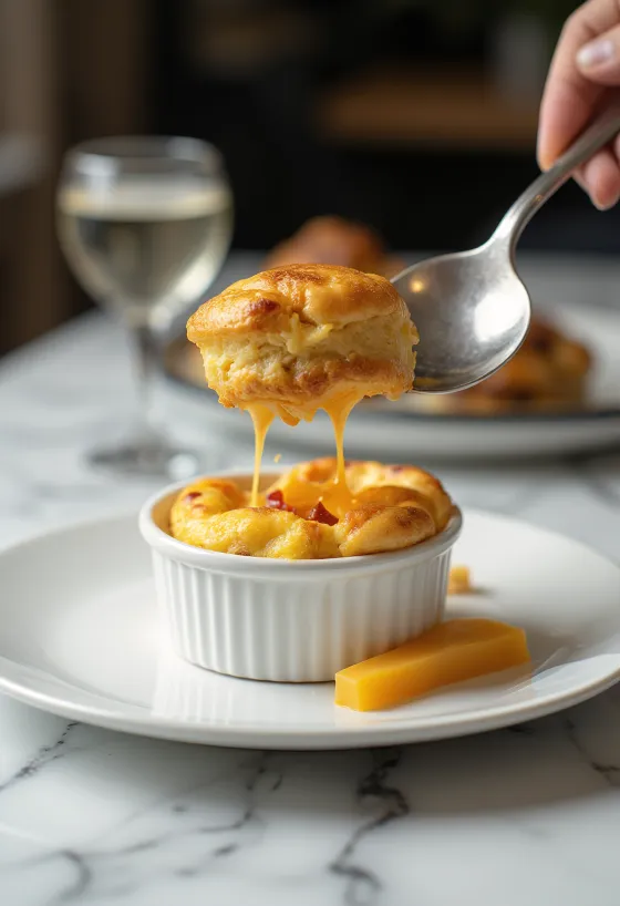 Pasniegts čili un siera suflē