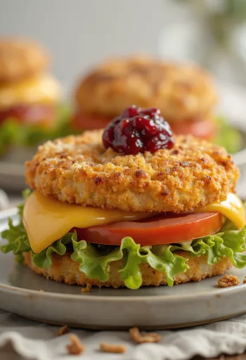 Pasniegts cepta siera burgers