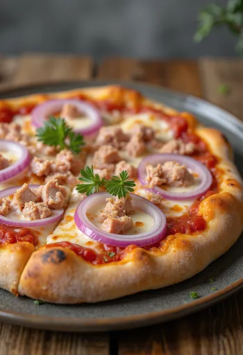Pizza al Tonno e Cipolla ar tunci un sarkanajiem sīpoliem