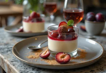 Plūmju panna cotta glāzē