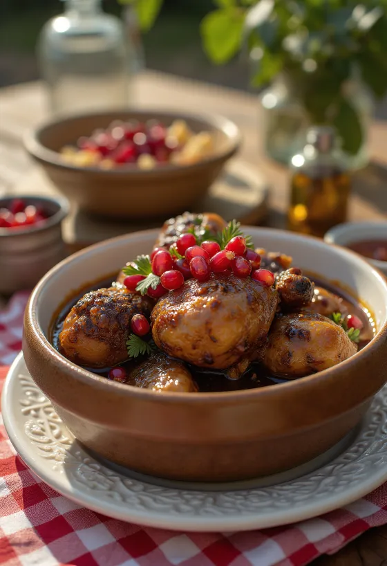 Fesenjan pasniegts uz šķīvja