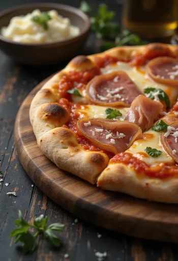 Pizza con Pancetta ar bekonu un sieru
