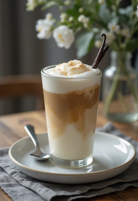 Svaigi pasniegta vaniļas latte