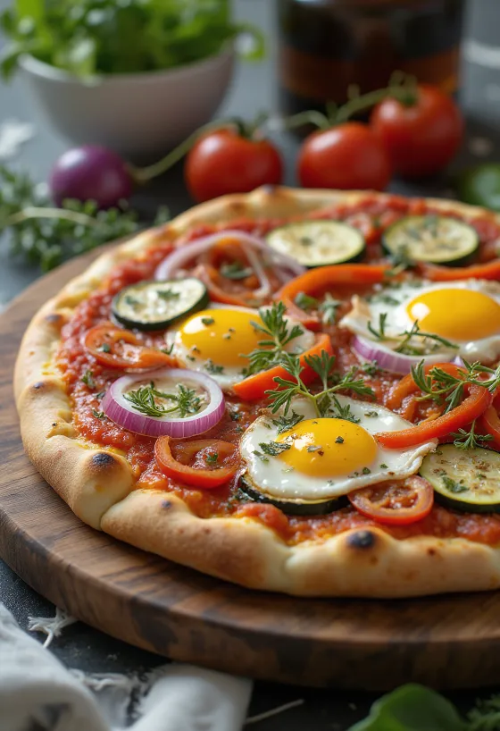 Pizza del Contadino ar ceptiem dārzeņiem un mocarellas sieru
