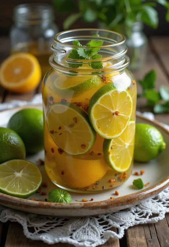 Pikants marinēts laims, pasniegts burkā