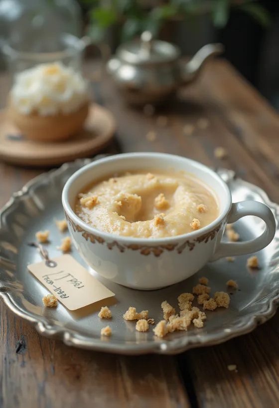 Tējas panna cotta pasniegta