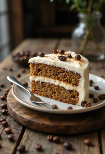 Kafijas un maskarpones torte pasniegta
