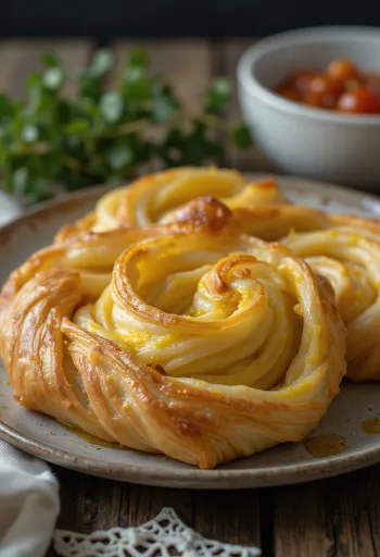 Pasniegts karija un vistas bureks