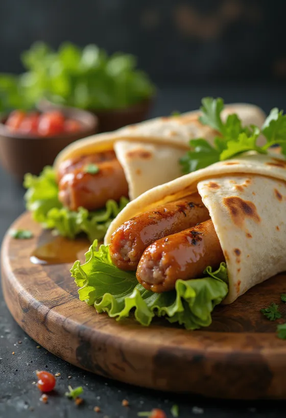 Hot dog vraps pasniegts
