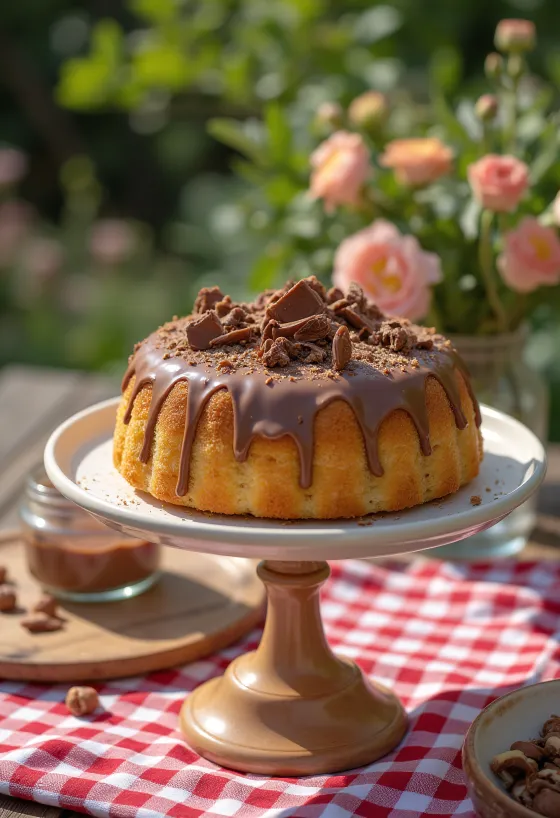 Lazdu riekstu krēma torte pasniegta