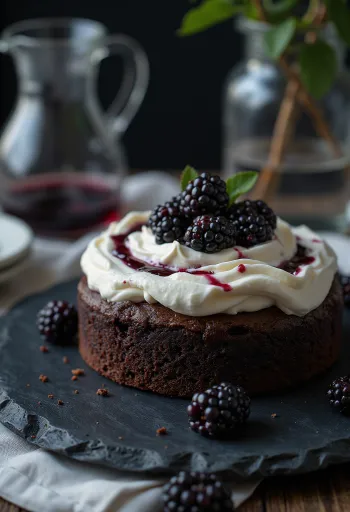 Kazeņu un šokolādes torte rotāta ar svaigām kazenēm