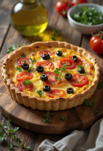 Pasniegts Quiche Provençale pīrāgs