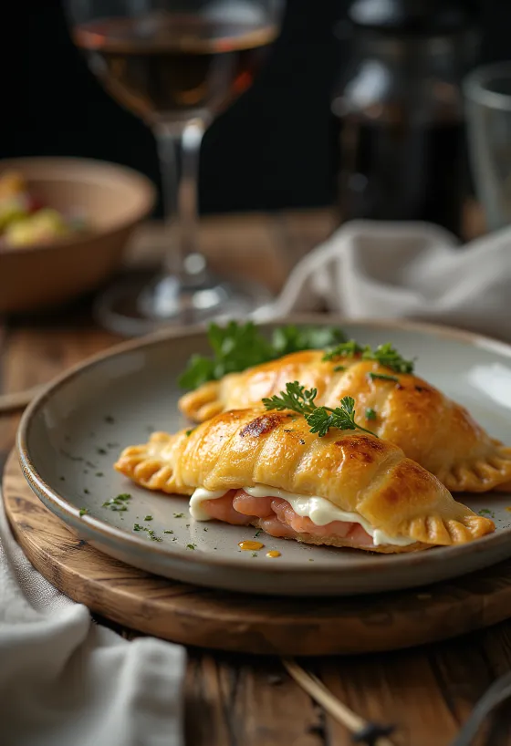 Zeltaini brūnas laša empanadas