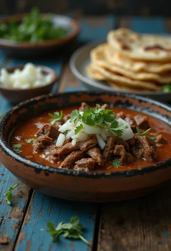 Barbacoa meksikāņu lēni sautēta gaļa, pasniegta tortiljā