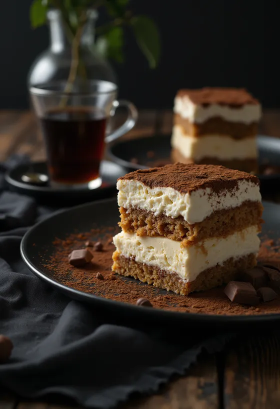 Tiramisu putu torte eleganti pasniegta