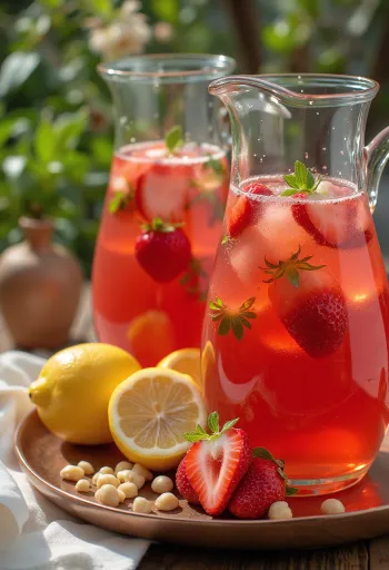 Zemeņu limonāde pasniegta glāzē