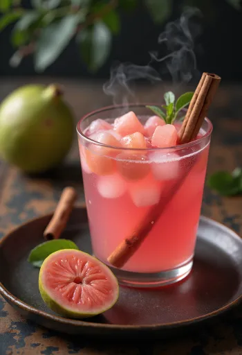 Guavas sidrs pasniegts glāzē