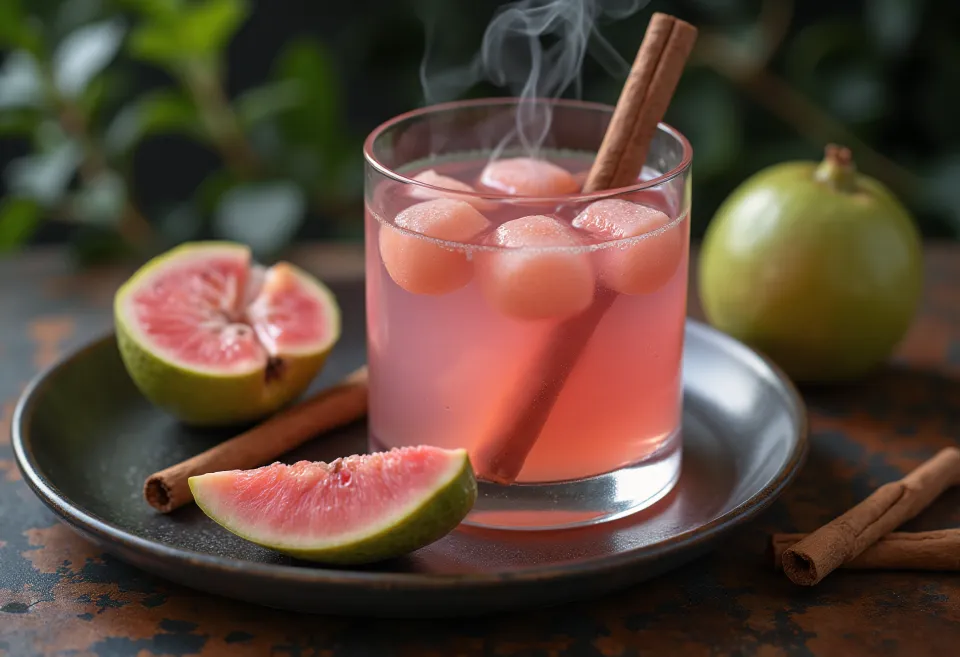Guavas sidrs pasniegts glāzē