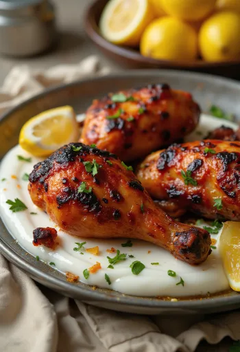 Tandoori vistas stilbi, pasniegti ar naan maizi un svaigiem salātiem