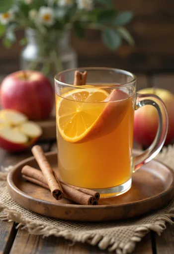 Kanēļa un ābolu sidra dzēriens pasniegts glāzēs